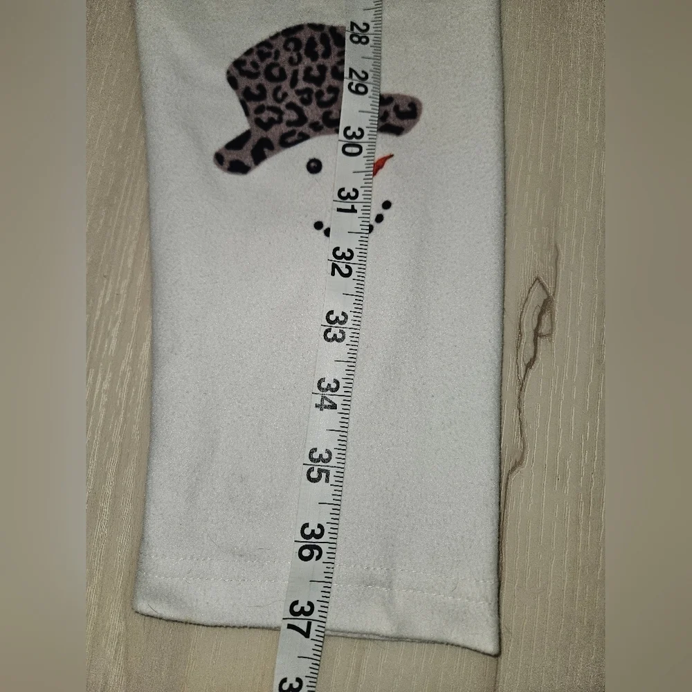 Snowman Print Fleece Lined Leggings Womens Med Winter Graphic Cozy Stretch Pants - Picture 6 of 9
